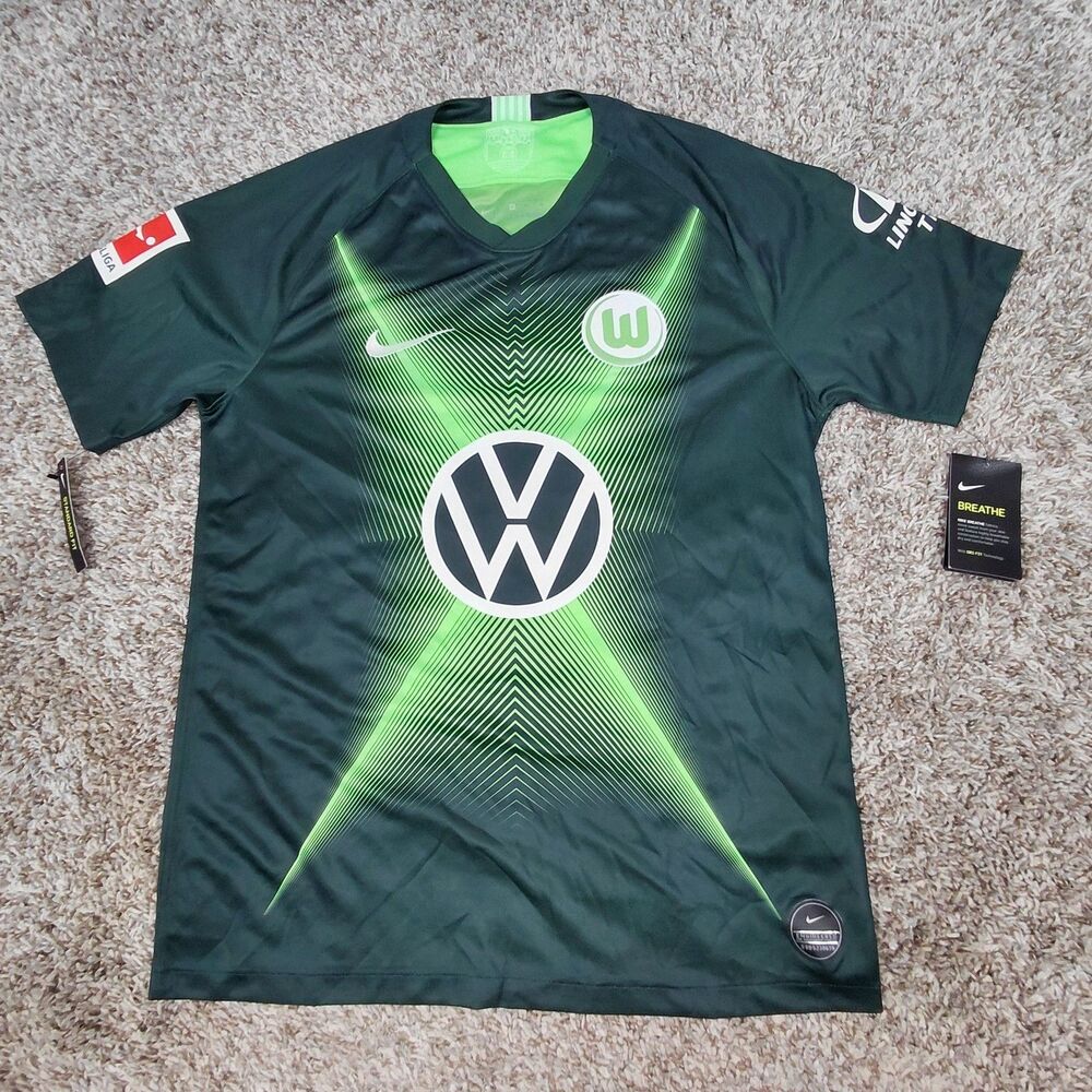 NEW Nike VFL Wolfsburg 2019-2020 Soccer Jersey Mens Medium Black Green Football